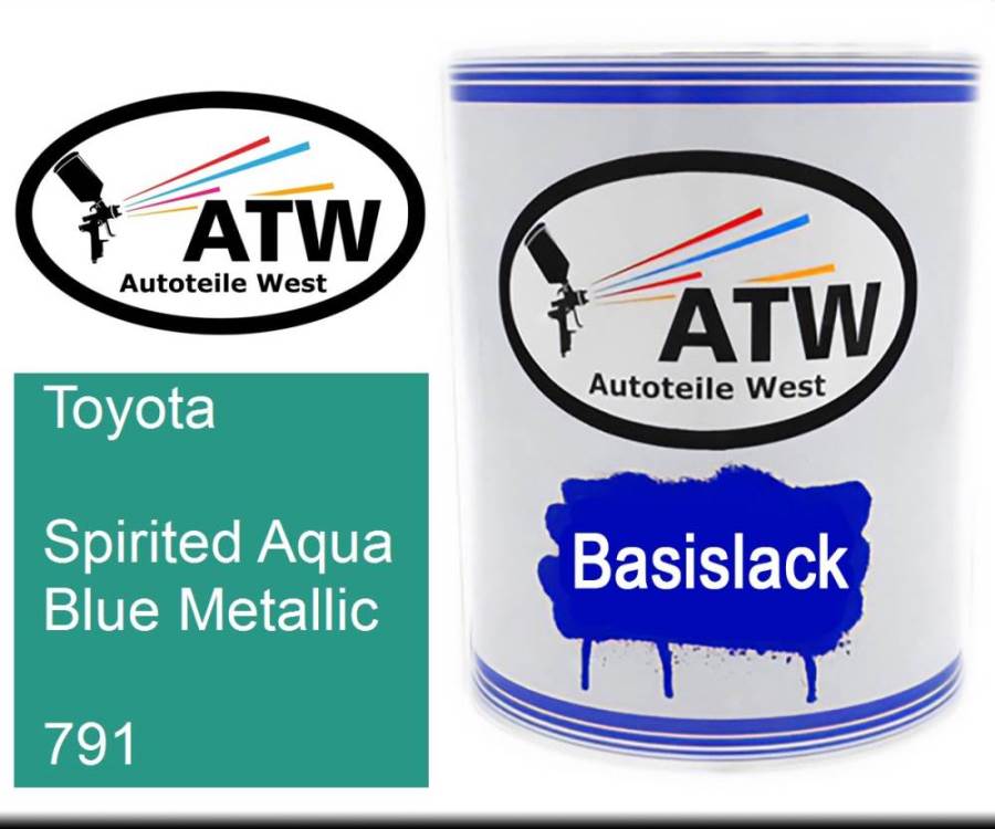 Toyota, Spirited Aqua Blue Metallic, 791: 1L Lackdose, von ATW Autoteile West.